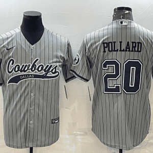 Dallas Cowboys #20 Tony Pollard Gray With Patch Cool Base Stitched Baseball Jersey
