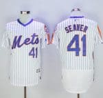 Mets #41 Tom Seaver White(Blue Strip) Flexbase Authentic Collection Alternate Stitched Jersey
