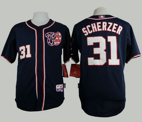 Nationals #31 Max Scherzer Navy Blue Cool Base Stitched Jersey