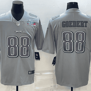 Philadelphia Eagles #88 Dallas Goedert Gray Super Bowl LVII Patch Atmosphere Fashion Stitched Jersey