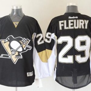 Penguins #29 Andre Fleury Black Stitched Jersey