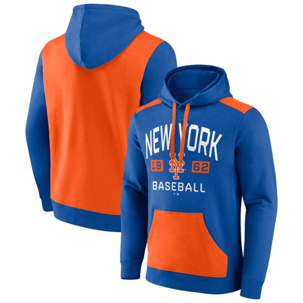 New York Mets Royal Orange Chip In Pullover Hoodie