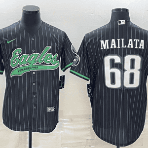 Philadelphia Eagles #68 Jordan Mailata Black With Patch Cool Base Stitched Baseball Jersey
