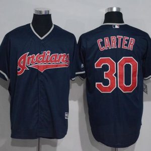 Indians #30 Joe Carter Navy Blue New Cool Base Stitched Jersey