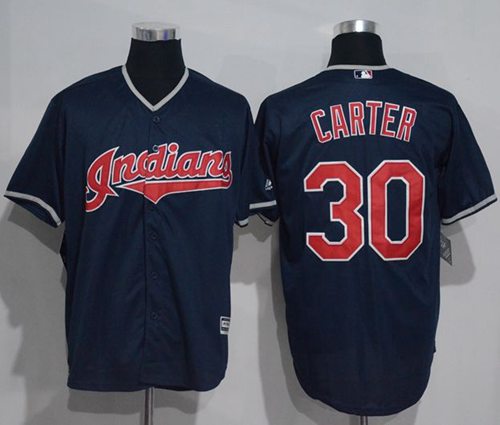 Indians #30 Joe Carter Navy Blue New Cool Base Stitched Jersey
