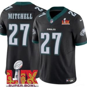 Philadelphia Eagles #27 Quinyon Mitchell Black 2025 Super Bowl LIX Patch Vapor Untouchable Limited Stitched Jersey