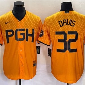 Pittsburgh Pirates #32 Henry Davis Gold 2023 City Connect Stitched Jersey
