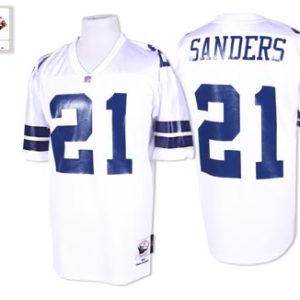 Mitchell Ness 1995 Cowboys #21 Deion Sanders White Stitched Throwback Jersey