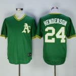 Mitchell And Ness Athletics #24 Rickey Henderson Green Throwback Stitched Jersey