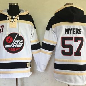 Jets #57 Tyler Myers White Sawyer Hooded Sweatshirt Stitched Jersey