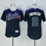 Braves #2 Dansby Swanson Navy Blue Flexbase Authentic Collection Stitched Jersey