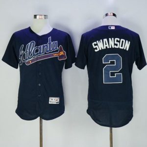 Braves #2 Dansby Swanson Navy Blue Flexbase Authentic Collection Stitched Jersey