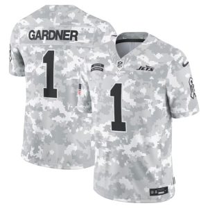 New York Jets #1 Sauce Gardner Arctic Camo 2024 F.U.S.E. Salute To Service Limited Stitched Jersey