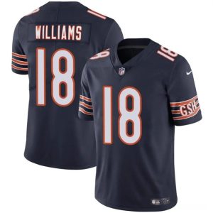 Chicago Bears #18 Caleb Williams Navy 2024 Draft Vapor Stitched Jersey