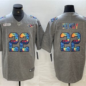 Baltimore Ravens #22 Derrick Henry Gray Crucial Catch Limited Stitched Jersey