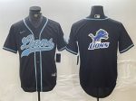 Detroit Lions Team Big Logo Black Cool Base Stitched Jersey