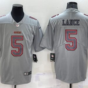 San Francisco 49ers #5 Trey Lance Gray Atmosphere Fashion Stitched Jersey