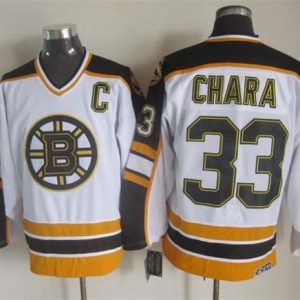 Bruins #33 Zdeno Chara White Black CCM Throwback Stitched Jersey