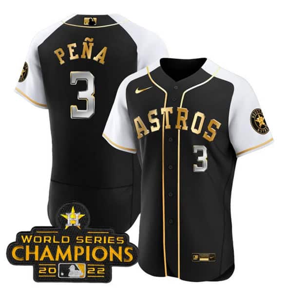 Houston Astros #3 Jeremy PeNa 2023 Black Gold Alternate Flex Base Stitched Jersey