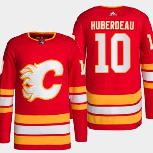 Calgary Flames #10 Jonathan Huberdeau Red Stitched Jersey