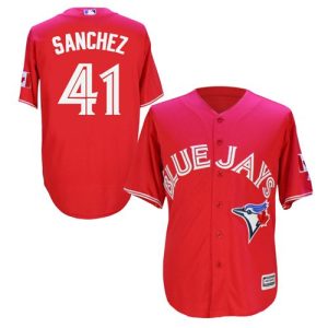 Blue Jays #41 Aaron Sanchez Red New Cool Base Canada Day Stitched Jersey