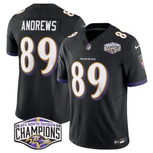 Baltimore Ravens #89 Mark Andrews Black F.U.S.E. 2024 AFC North Division Champions Vapor Limited Jersey