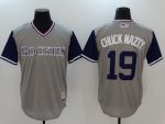 Colorado Rockies #19 Charlie Blackmon "Chuck Nazty" Grey Stitched Jersey