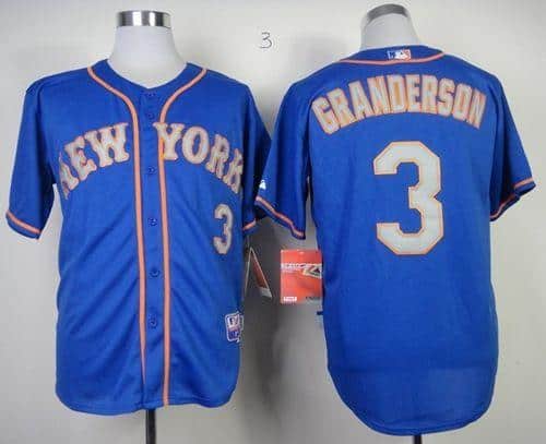 Mets #3 Curtis Granderson Blue(Grey NO.) Alternate Road Cool Base Stitched Jersey