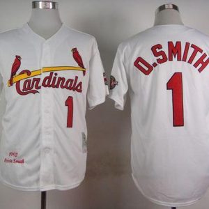 Mitchell And Ness 1992 Cardinals #1 Ozzie Smith White Stitched Jersey