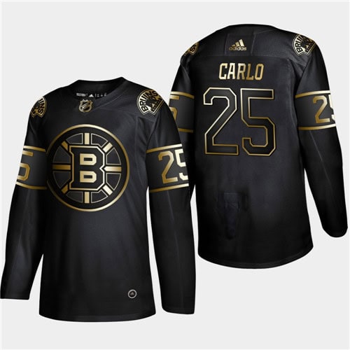 Boston Bruins #25 Brandon Carlo Black Golden Edition Stitched Jersey