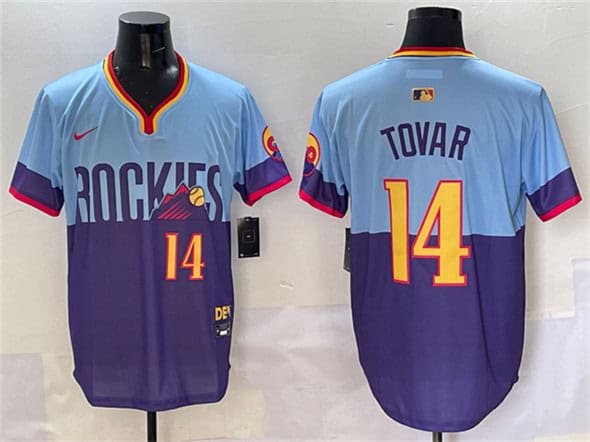 Colorado Rockies #14 Ezequiel Tovar Purple Light Blue 2025 City Connect Limited Stitched Jersey
