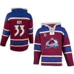 Avalanche #33 Patrick Roy Red Sawyer Hooded Sweatshirt Stitched Jersey