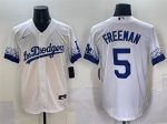 Los Angeles Dodgers #5 Freddie Freeman White City Connect Cool Base Stitched Jersey