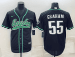 Philadelphia Eagles #55 Brandon Graham Black With Patch Cool Base Stitched Baseball Jersey