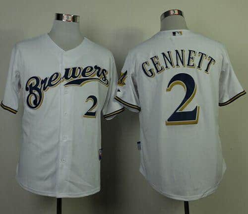 Brewers #2 Scooter Gennett White Cool Base Stitched Jersey
