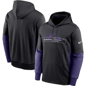 Baltimore Ravens Black Color Block Fleece Performance Pullover Hoodie