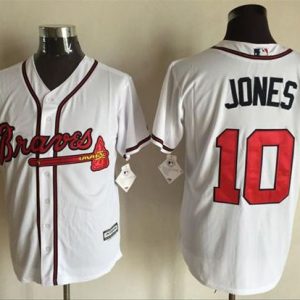 Braves #10 Chipper Jones White New Cool Base Stitched Jersey