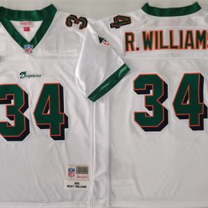 Miami Dolphins #34 Ricky Williams White Throwback Stitched Football Jersey