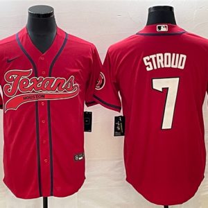 Houston Texans #7 C.J. Stroud Red With Patch Cool Base Stitched Jersey