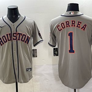 Houston Astros #1 Carlos Correa Gray Cool Base Stitched Jersey