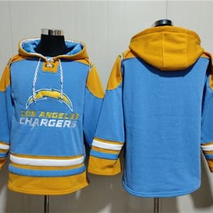 Los Angeles Chargers Blank Blue Ageless Must-Have Lace-Up Pullover Hoodie
