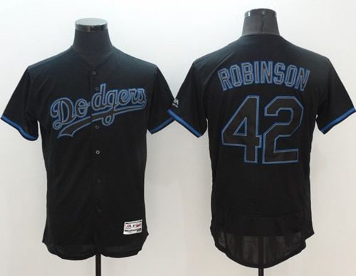Dodgers #42 Jackie Robinson Black Fashion Flexbase Authentic Collection Stitched Jersey