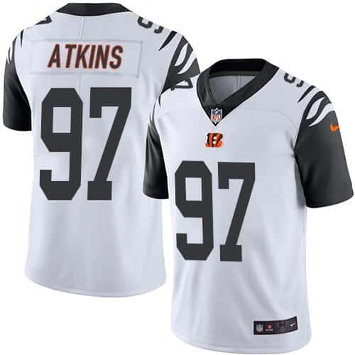 Bengals #97 Geno Atkins White Stitched Limited Rush Nike Jersey
