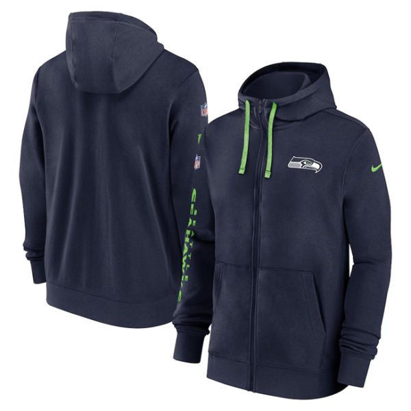 Seattle Seahawks Navy 2024 Team Full-Zip Hoodie
