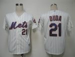 Mets #21 Lucas Duda Cream Blue Strip Alternate Cool Base Stitched Jersey