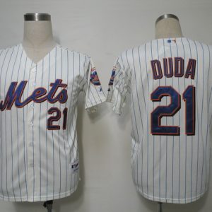 Mets #21 Lucas Duda Cream Blue Strip Alternate Cool Base Stitched Jersey