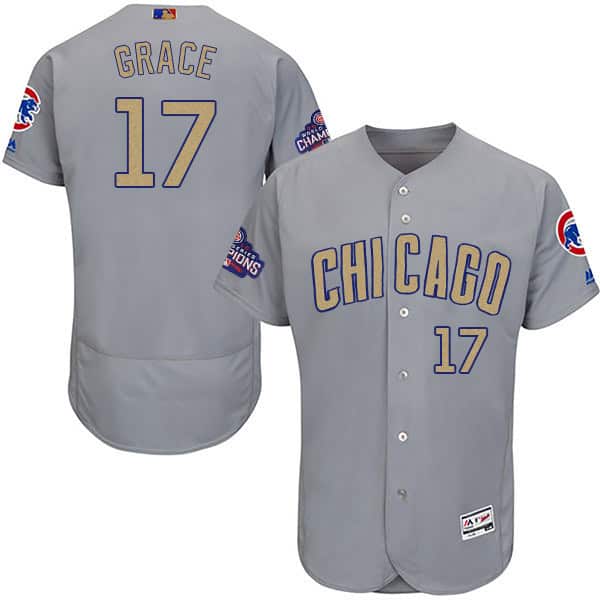 Chicago Cubs #17 Mark Grace World Series Champions Gold Program Flexbase Stitched Jersey