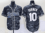 Los Angeles Dodgers #10 Justin Turner Gray Camo Cool Base With Patch Stitched Jersey