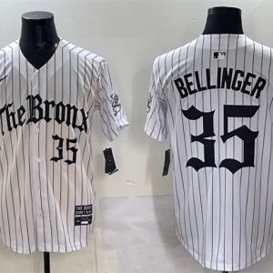 New York Yankees #35 Cody Bellinger White Pinstripe 'Gothic Legacy Edition' Vapor Premier Limited Stitched Jersey