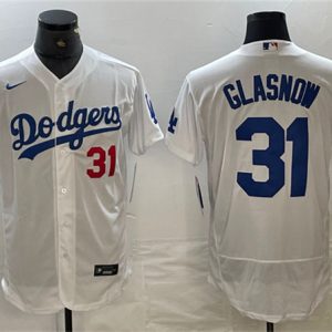 Los Angeles Dodgers #31 Tyler Glasnow White Flex Base Stitched Jersey